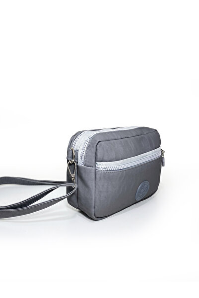 westbag Women's Crossbody Three-Compartment Zippered Crinkle Casual Shoulder Bag Gray and Beige Set of 2