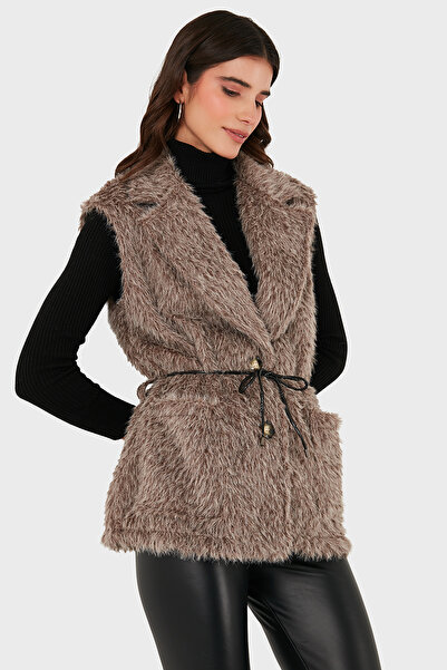 Via Dante Γούνινο γιλέκο Regular Fit διπλό πέτο με λεπτομέρεια με κορδόνια στο γιακά ΓΙΛΕΚΟ 68821807