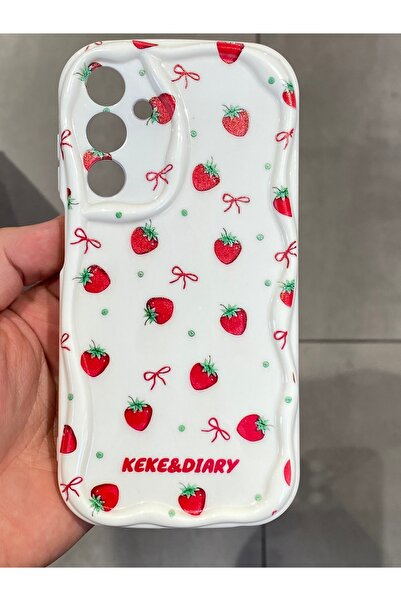 Mee.co Samsung A25 Compatible Protective Strawberry Patterned Hard Silicone Case