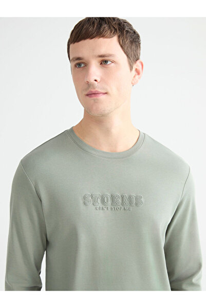 LC Waikiki Vision New Season Crew Neck Long Sleeve Printed Men's T-Shirt