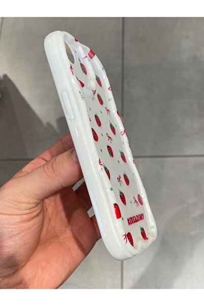 Mee.co iPhone 16E Compatible Protective Strawberry Pattern Hard Silicone Case
