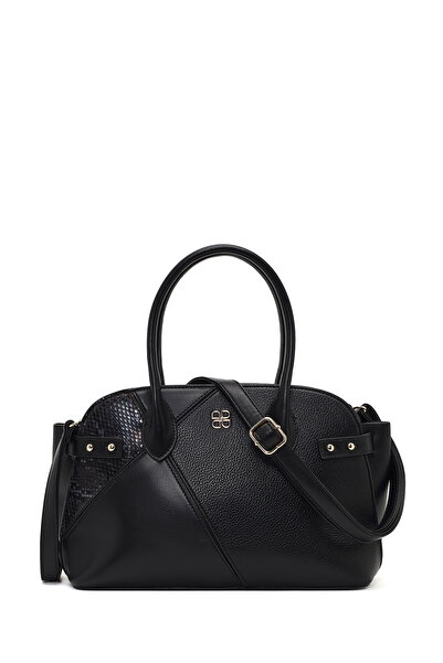 Derimod Women's Black Long Strap Patterned Shoulder Bag 25Wbd285614