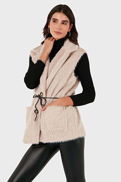 Via Dante Γούνινο γιλέκο Regular Fit διπλό πέτο με λεπτομέρεια με κορδόνια στο γιακά ΓΙΛΕΚΟ 68821807