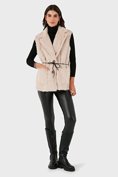 Via Dante Γούνινο γιλέκο Regular Fit διπλό πέτο με λεπτομέρεια με κορδόνια στο γιακά ΓΙΛΕΚΟ 68821807