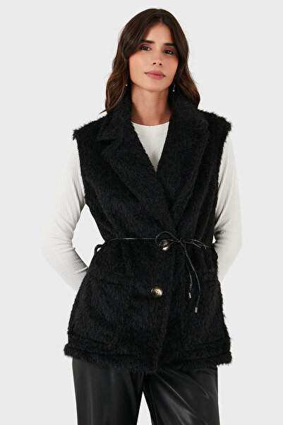 Via Dante Γούνινο γιλέκο Regular Fit διπλό πέτο με λεπτομέρεια με κορδόνια στο γιακά ΓΙΛΕΚΟ 68821807