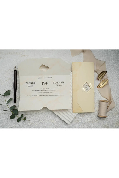 ERDEM DAVETİYE Düğün Davetiyesi / Nişan Davetiyesi / Nikah Davetiyesi / (50 Adet) Baskı Hariç Davetiye 9326