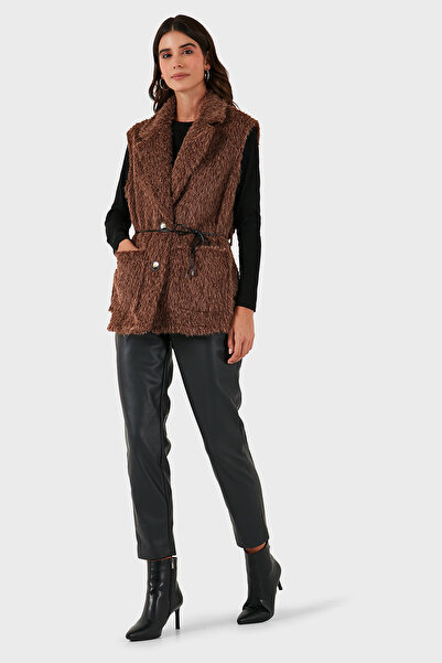 Via Dante Γούνινο γιλέκο Regular Fit διπλό πέτο με λεπτομέρεια με κορδόνια στο γιακά ΓΙΛΕΚΟ 68821807