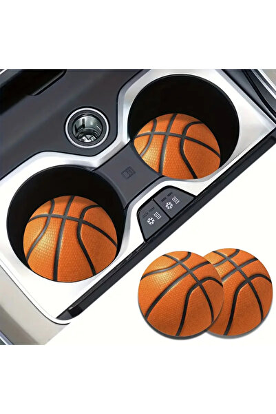 BsElektronik Set de 2 suporturi pentru pahare din plexiglas pentru interiorul mașinii, design cu minge de baschet, 65 mm (6,5 cm)