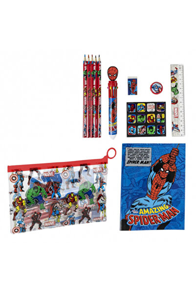 Marvel Avengers Set 11 rechizite, Spiderman cu penar, 22.0 X 14.0 X 0.5 cm