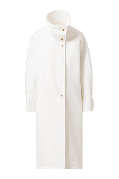 FACETTE Mirelle Mock Neck Cashmere Coat Ecru