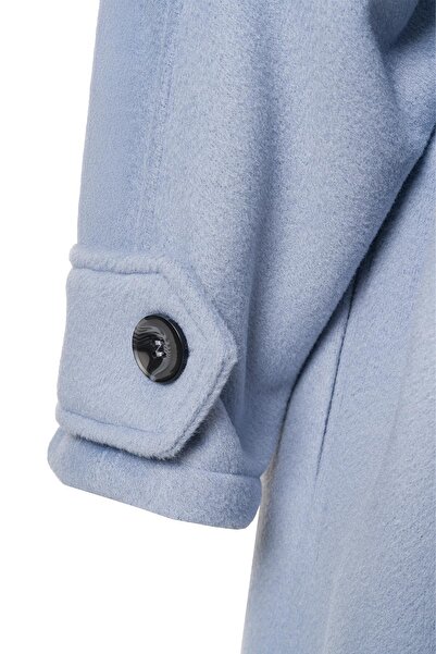 FACETTE Mirelle guler ridicat Palton Kaşe Albastru deschis