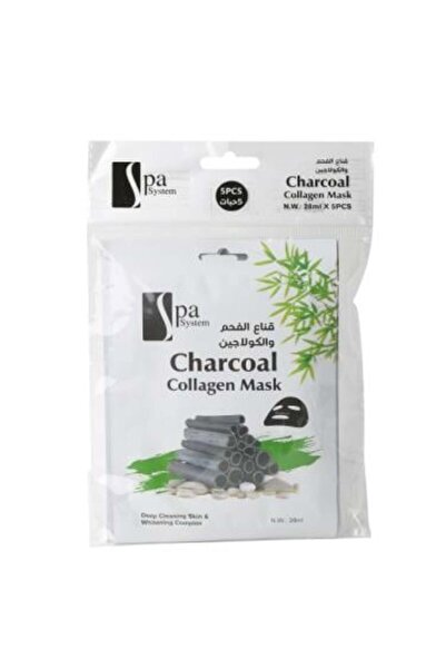 Spa System قناع الفحم والكولاجين للوجه من - 28 مل × 5 قطع
