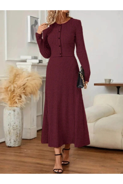 Biarre Women's Long Sleeve Blouse and High Waist A-Line Long Skirt Set - Hoodie Camisole