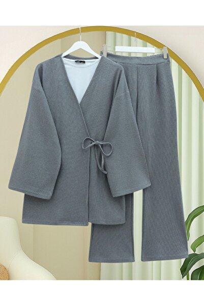 Modamorfo Cross-Tied Thessaloniki Kimono Set - Gray