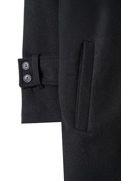 FACETTE Linea Apoletli Long Cashmere Coat Black