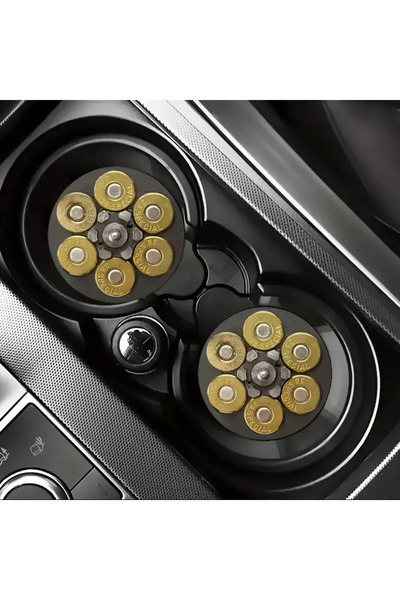 BsElektronik Set de 2 suporturi pentru pahare din plexiglas pentru interiorul mașinii, design Revolver Holster, 65 mm (6,5 cm)