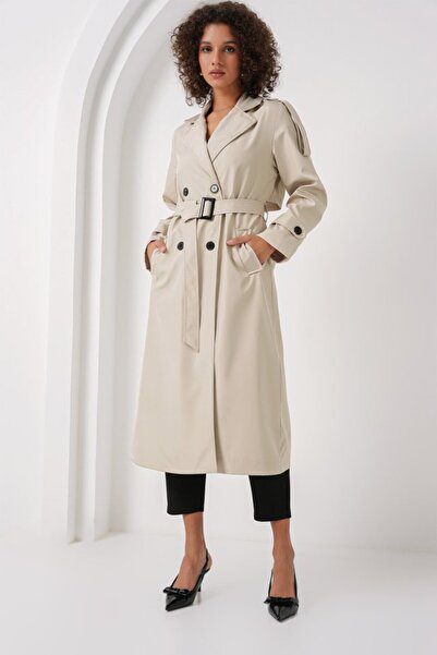 ALPACO 5941 Trenci lung cu guler dublu - Stone