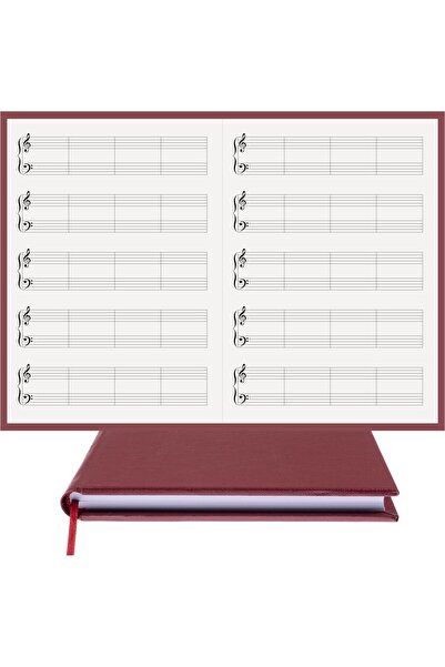 BİDEFTER Piano Notebook (Treble Clef) 100% Handmade, Hand Stitched, 2026 Collection, Thermo Leather Bound-A/4