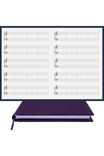 BİDEFTER Piano Notebook (Treble Clef) 100% Handmade, Hand Sewn - 2026 Collection, Viscose Fabric – A/4