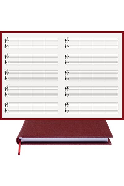 BİDEFTER Piano Notebook (Treble Clef) 100% Handmade, Hand Sewing, 2026 Collection, Genuine Leather Cloth –A/4
