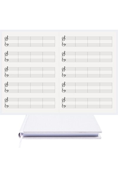 BİDEFTER Piano Notebook (Treble Clef) 100% Handmade, Hand Sewn - 2026 Collection, Viscose Fabric – A/4