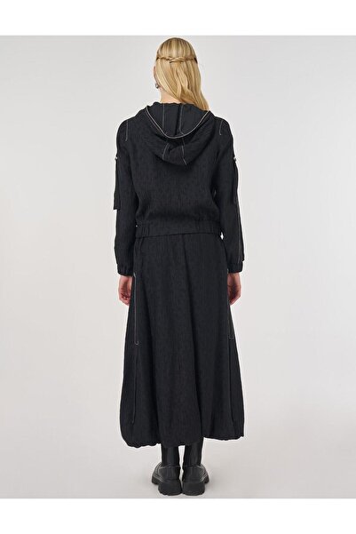 Kayra Punto Stitched Lyocell Viscose Skirt Suit Black