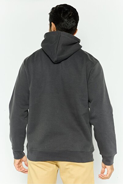 Nicce Men Hooded Brand Logo Long Sleeves Sweatshirt, Charcoal