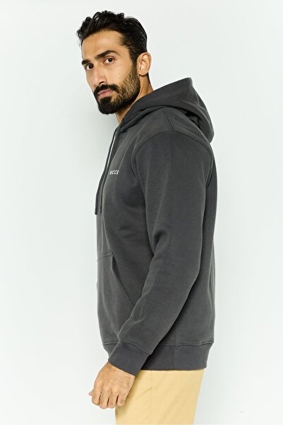 Nicce Men Hooded Brand Logo Long Sleeves Sweatshirt, Charcoal