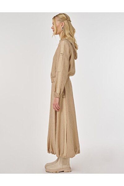 Kayra Punto Stitched Lyocell Viscose Skirt Suit Beige