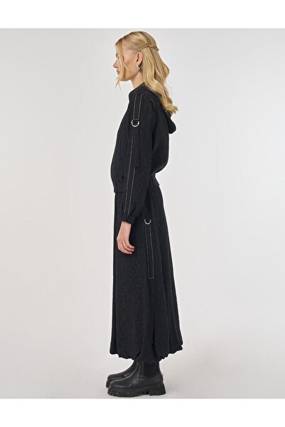 Kayra Punto Stitched Lyocell Viscose Skirt Suit Black