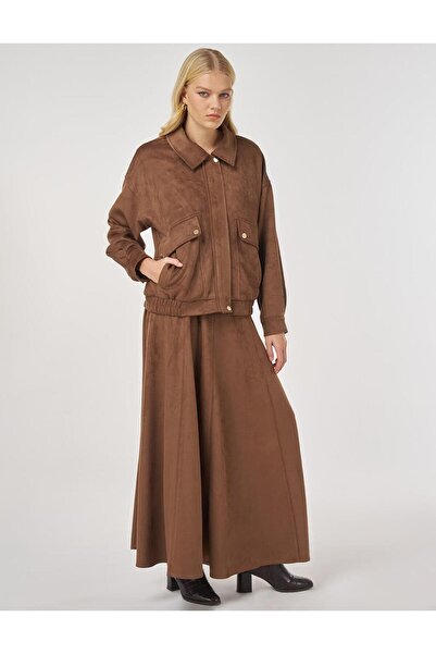 KYR Suede Suit with Skirt Mocha