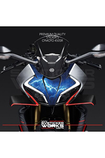 ARONA ملصق CFMOTO 450SR للغطاء الأمامي للرأس، طقم جاهز بنمط البرق الأزرق