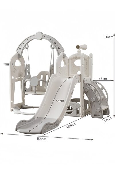 Venpara 5-in-1 Kids Slide and Swing Set with Basketball Hoop, Storage & Telescope