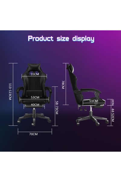 Venpara PU Leather Gaming Chair with Footrest, Adjustable Ergonomic Computer Office Chair, High Back Support