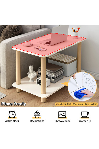 Sinyin Coffee Table,2 Tier Wooden End Table,Sofa Table with Open Storage Space,Furniture Table