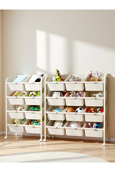 Shangxing منظم ألعاب للأطفال بثلاث طبقات مع 9 صناديق قابلة للإزالة - رف ألعاب موفر للمساحة لغرفة الأطفال