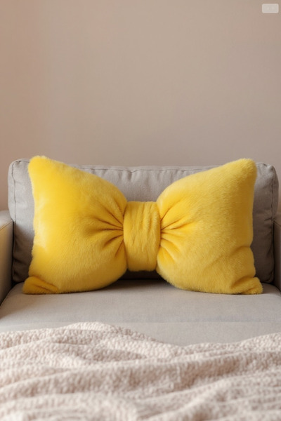 canbow Plush Bowknot Appearance XXL Throw Pillow Decorative Fabric Pillow Inner Filled Bowknot Throw Pillow
