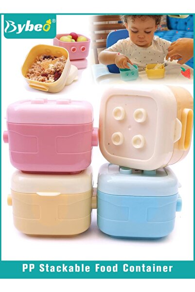 BYBEO 4 قطع من حاويات طعام الأطفال، برطمانات تخزين طعام الأطفال القابلة لإعادة الاستخدام، حاوية وجبات خفيفة صغيرة مع أغطية لـ I