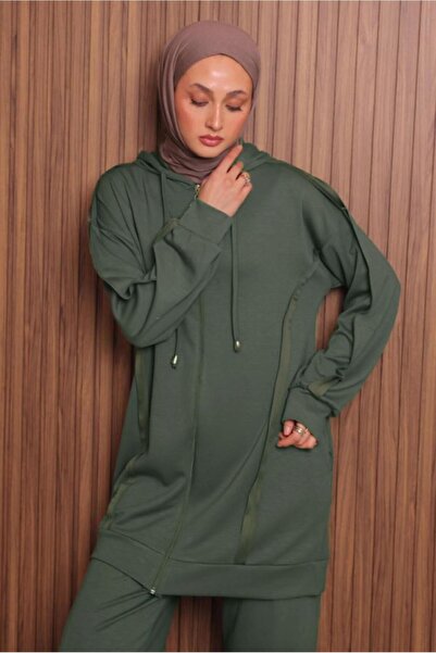 TRENDTESETTÜR Women's Khaki Pants K Hooded Set t 1017