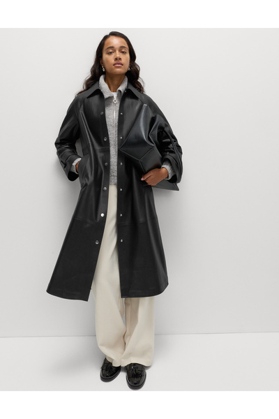 Marks & Spencer Suni Deri Uzun Trençkot