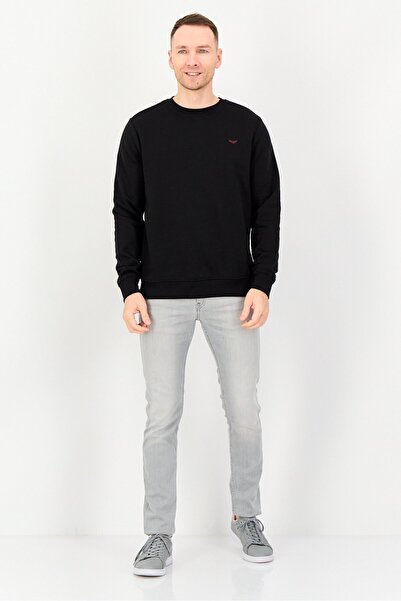 Threadbare Men Crew Neck Embroidered Logo Long Sleeves Sweatshirt, Black