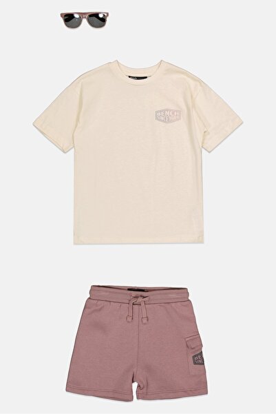 BENCH Kids Boy 3 Pieces Short Sleeve Graphic Print Tops And Bottom With Sunglasses Set, Multicolor