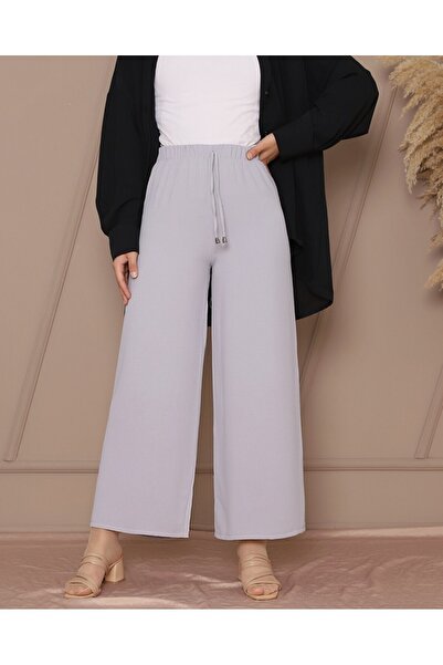 Modamorfo Wide Leg Elastic Waist Trousers with Lacing Detail