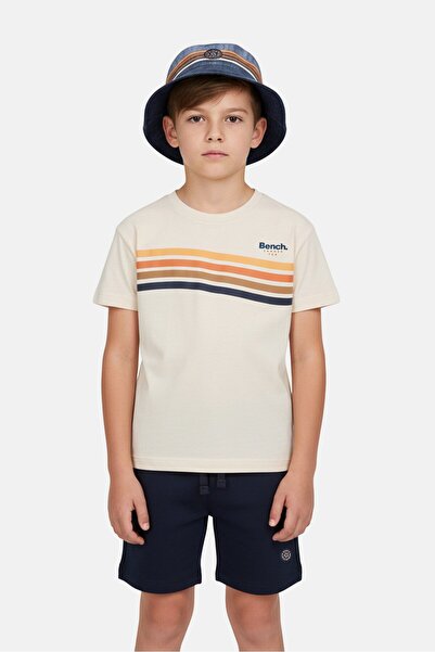 BENCH Kids Boy 3 Pieces Brand Logo Tops And Bottom Set With Bucket Hat, Multicolor