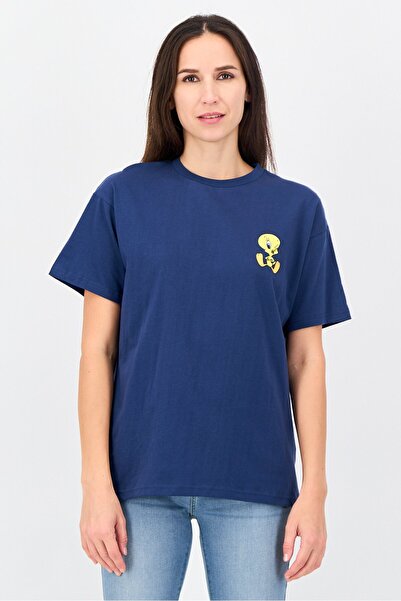 Disney Looney Tunes Women Crew Neck Short Sleeve Graphic T-Shirt, Blue