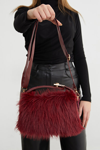 Fulla Moda Faux Fur Shoulder Bag with Zipper and Strap
