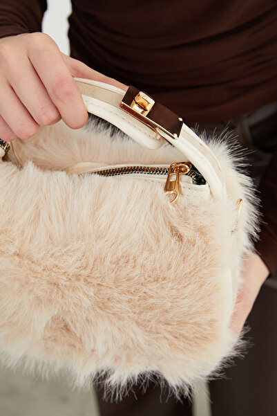 Fulla Moda Faux Fur Shoulder Bag with Zipper and Strap