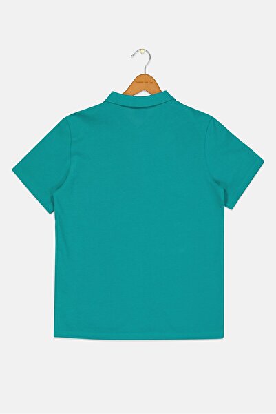 Puma Kids Boy Brand Logo Short Sleeve Outdoor Polo Shirt, Sea Green