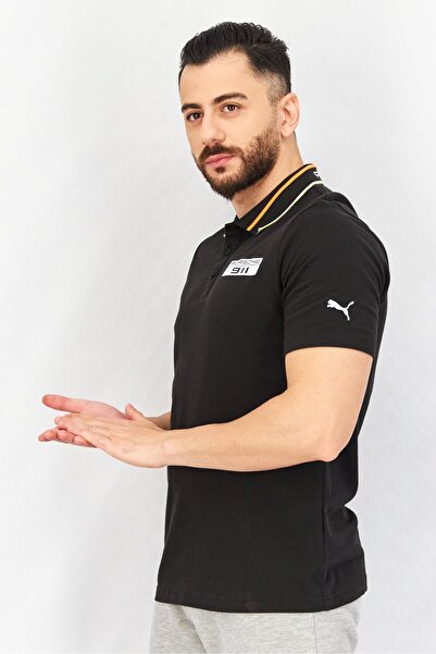 Puma Men Sportswear Fit Printed Short Sleeve Polo Shirt, Black