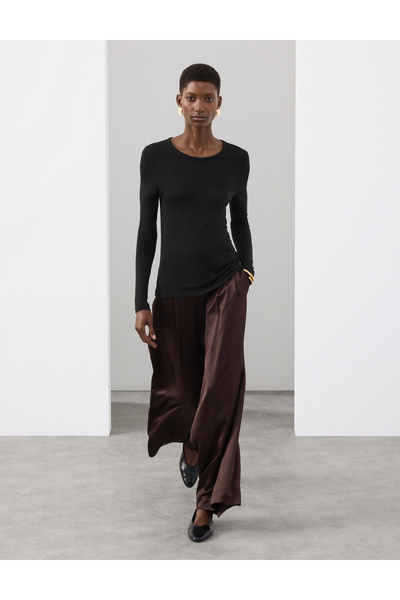 Marks & Spencer İpekli Slim Fit Uzun Kollu Tişört